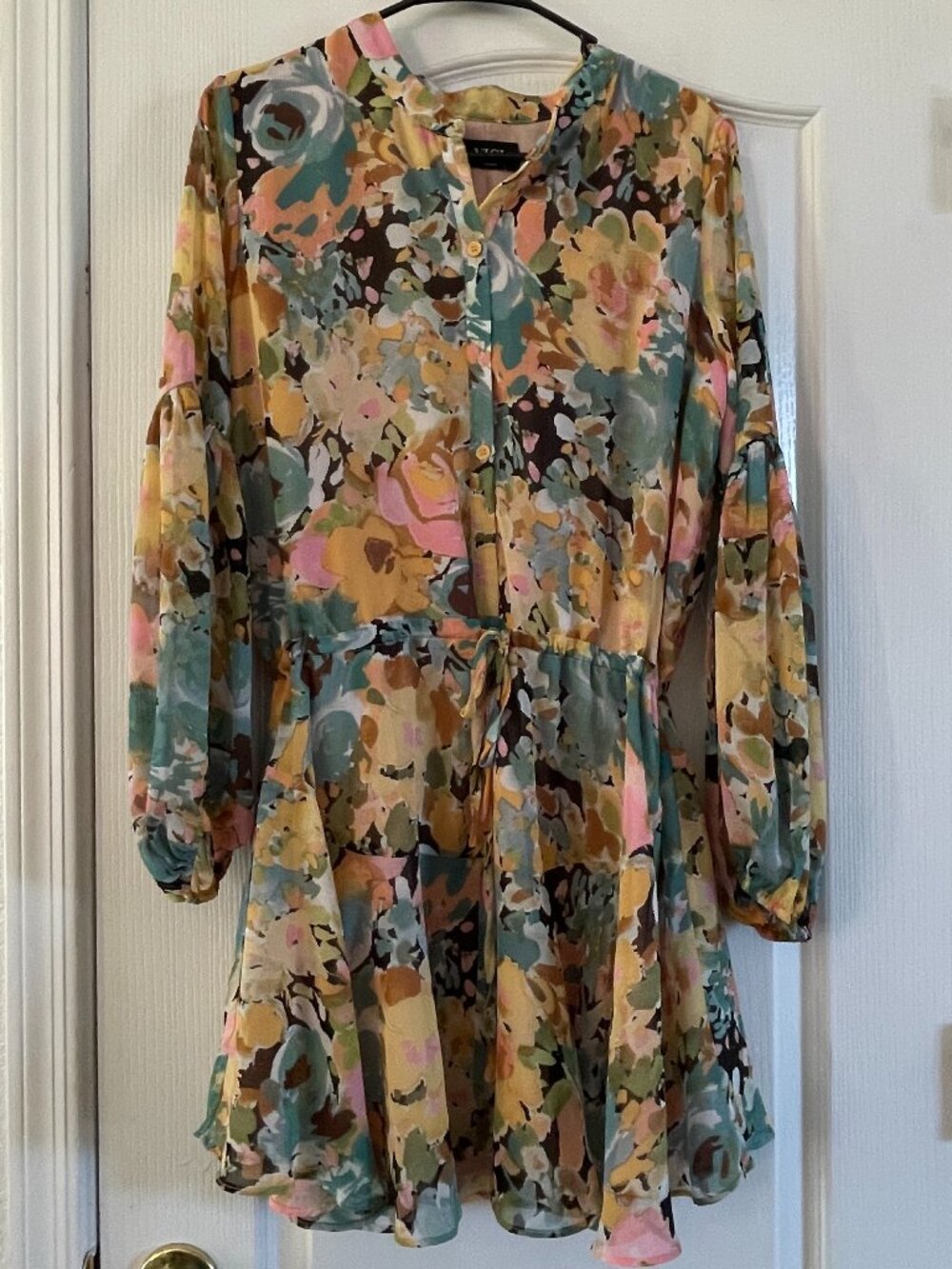 Vici Floral Mini Dress in Teal, Yellow & Pink